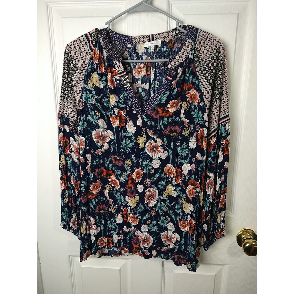 Jodiful Woman's S blouse Boho Floral Balloon Sleeve V Neck